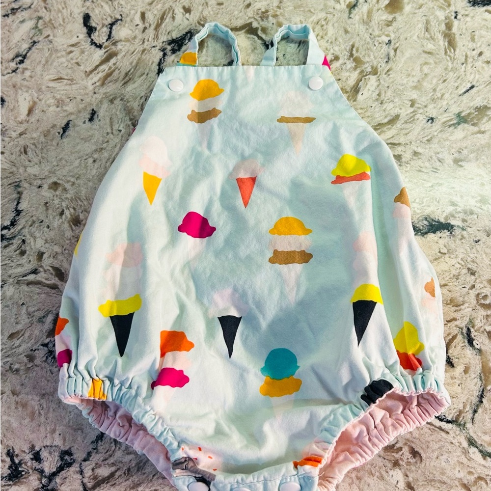 Little Miss Baby Blue Ice Cream Cone Bubble Romper